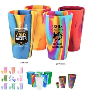 16 oz Hippie Hops Marble Pattern Silicone Pint Glasses Cup