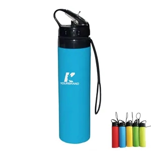 600ml Silicone Drinkware Outdoor Foldable Water Bottle