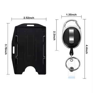 Dual-sided ID Card Holder Zinc Alloy Pull Badge Reel