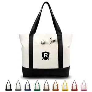 Canvas Tote Bag with an External Pocket