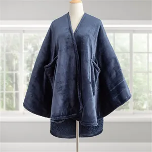 VelvetLoft Sherpa Wearable Throw - Navy Blazer