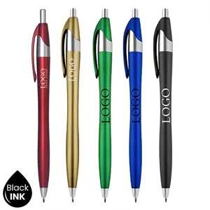 Plastic Ballpoint Click Pen with Metallic Accent