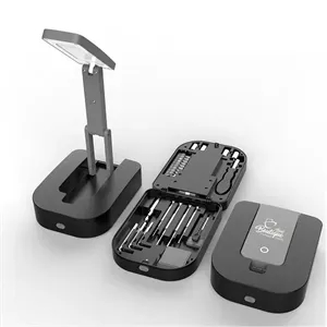 Compact Tool Kit with Foldable LED Work Lamp