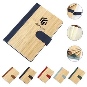 Bamboo Cover Magnetic Buckle Diary Office Ruled Notebook