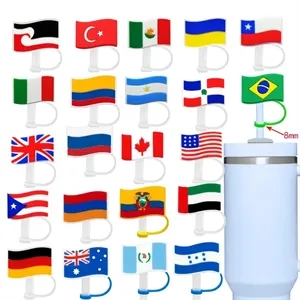 Country Flag Silicone Straw Cover Tumbler Topper