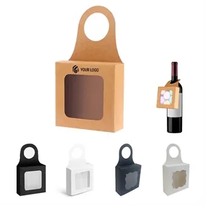 Party Favors Kraft Paper Gift Wine Bottle Box with Window