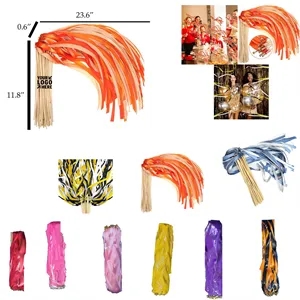 Colorful Double-Layer Ribbon Wand Wooden Stick with Bells