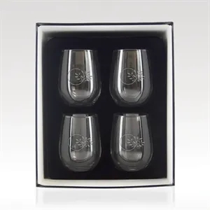 16 oz Stemless White Wine Glass Set (4) - Custom Etched