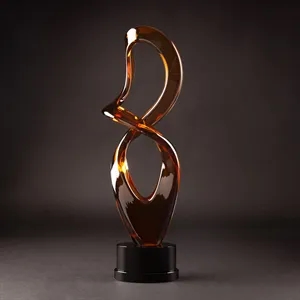 Maldia Gold Art Glass Sculpture with Base