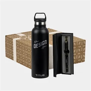 25oz TiTUS® Premium Sports Bottle & Chrome Trim Pen Gift Set