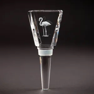 Crystal Tapered Wine Bottle Stopper with Glass Stem