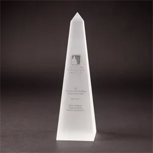 Crystal Obelisk Frosted Sand Carved Award