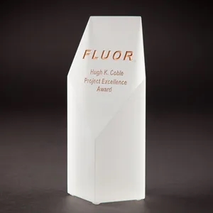 Crystal Sand Frosted Carved Pentagon Award