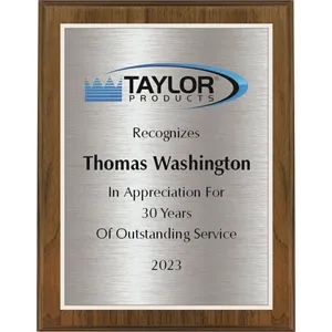 Classic Walnut Plaque With Silver Plate