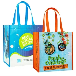 Custom Logo Recycled Full-Color 150g Laminated RPET Tote Bag 12"x13"x8"