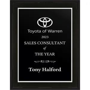 Modern Black Plaque With Blk & Silver Plate