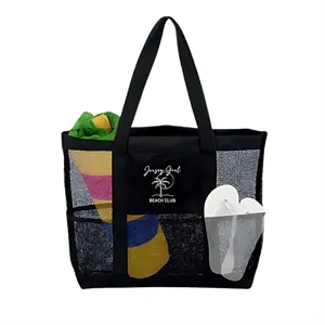 Custom Logo Deluxe Mesh Beach Tote Bag