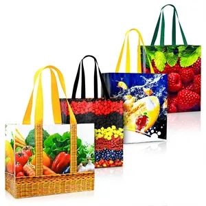 Custom Laminated Woven Promotional Tote Bag 13"x15"x8"