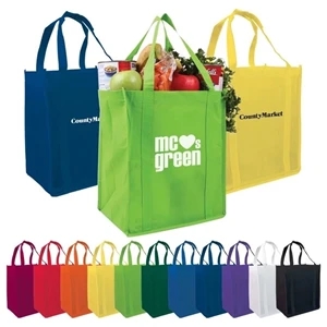 Custom Logo Promotional Non-Woven Grocery Tote Bag (12" W x 13" H x 8"D)