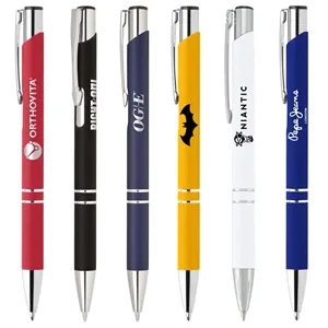 Custom Logo Knight-101 Soft Touch Pens with Chrome Trim