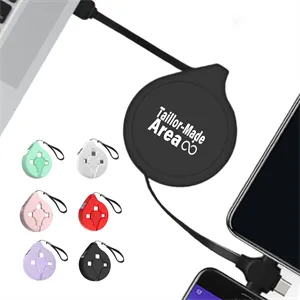 Retractable 3 in 1 Black Charging Cable Lanyard Charger Cord