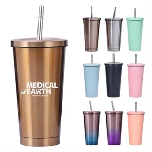 Custom Logo 17oz Metallic Coffee Tumbler Insulated Metal Cup