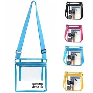 Stadium Approved PVC Crossbody Purse Black Clear Bag