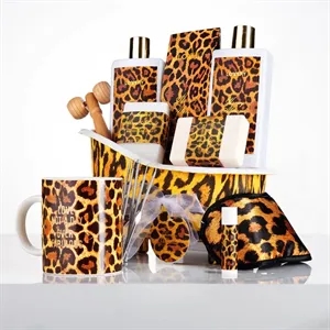 Luxe Honey Almond Spa Gift Basket -18Pc Leopard Self Care Ki