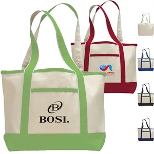 Custom Logo Large Custom Cotton Canvas Tote Bags w/ Interior Pocket 12oz