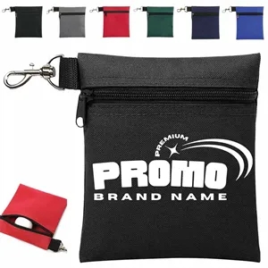 Portable Golf Ball Pouch with Zipper and Clip Hook