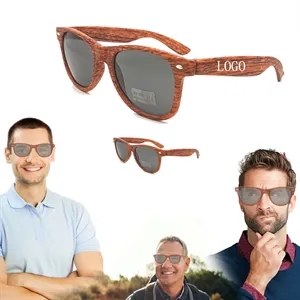 Custom Logo Drop Ball To Test Wood Grain Promotional Sunglasses