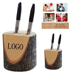 Solid Wood Engraved Pen Holder