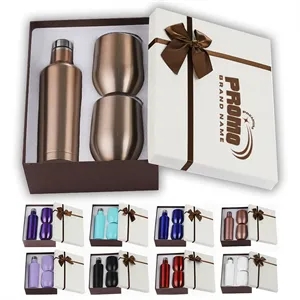 Luxury Stainless Steel Wine Gift Set 17oz. Bottle 12oz. Mugs