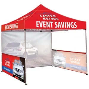 10' Square Tent W/ Two Half Walls and One Full