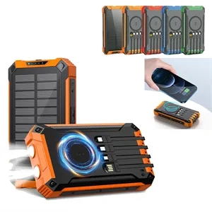 Custom Logo 20000mAh Solar Power Bank Wireless Charger