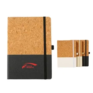 Custom Logo A5 Cork Fabric Business Patchwork Notebook Binder Journal