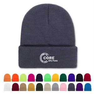 Custom Logo Plain Winter Beanies Hats Unisex Knit Cuffed Skull Caps