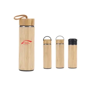 Custom Logo Bamboo Stainless Steel Vacuum Insulated Water Bottle