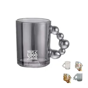 12oz Bubble Shaped Handle Glass Mug