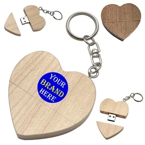 Heart Shape Wooden Usb Flash Driver-8Gb