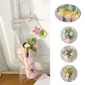 Knitting home decor gift mother's day crochet flower bouquet