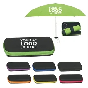 Custom Logo 38" Telescopic Mini Folding Travel Umbrella With Eva Case