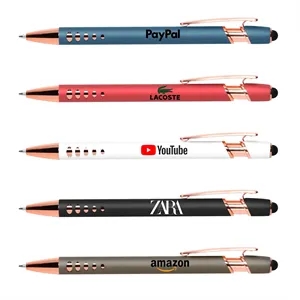Stylus-4563 Ballpoint Soft Touch Pens with Rose Gold Trims
