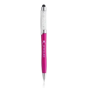 Slender Crystalline Plastic Ballpoint Pen with Stylus