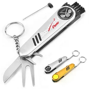 Multi-Function Golf Divot Tool with Knife & Brush
