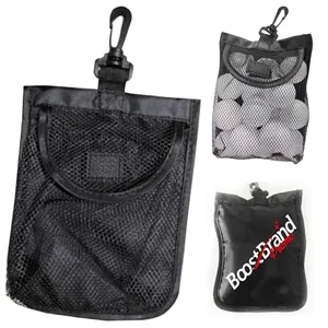 Custom Logo Lightweight & Durable Portable Golf Ball Mesh Bag with Clip
