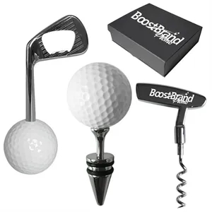 Golf-Themed Bottle Opener & Wine Stopper Gift Set