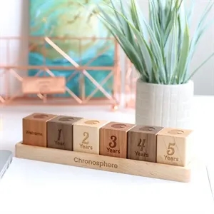 Employee Anniversary Desktop Wood Blocks with Tray