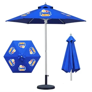 Custom Logo 7' Heavy Duty Market Umbrella With Full Color Print