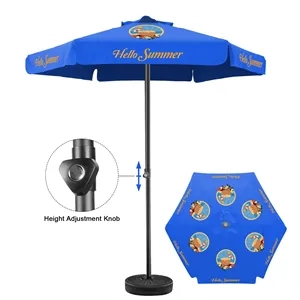 Custom Logo 7' Heavy Duty Aluminum Market Umbrella With 6 Panels